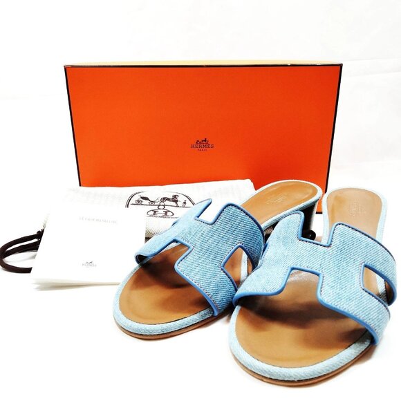 Hermes Sandals Women Light Blue Denim 475-052925 - Picture 1 of 8